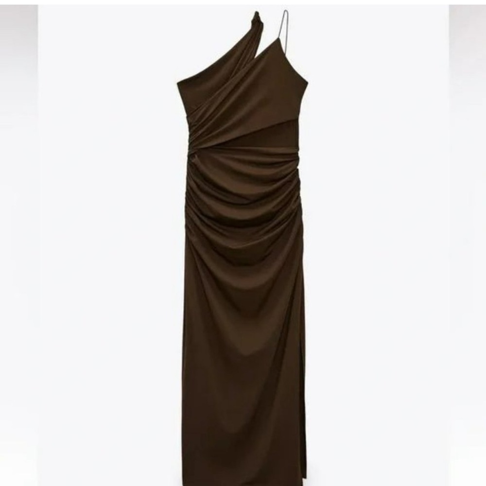 Zara Brown Cut out ruched dress 3641/807